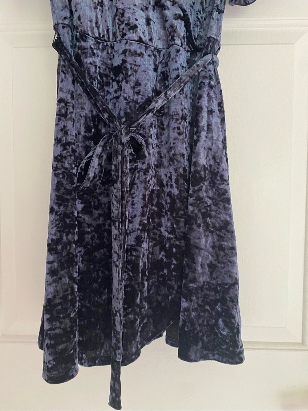 American Eagle Outfitters Velvet Wrap Mini Dress - Navy Size L - Picture 5 of 6